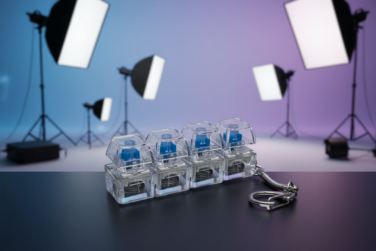 【E】Rgb Lighting Creative Decompression Keychain Stress Relief Artifact Keyboard Switch Tester Illuminated Transparent Keycaps